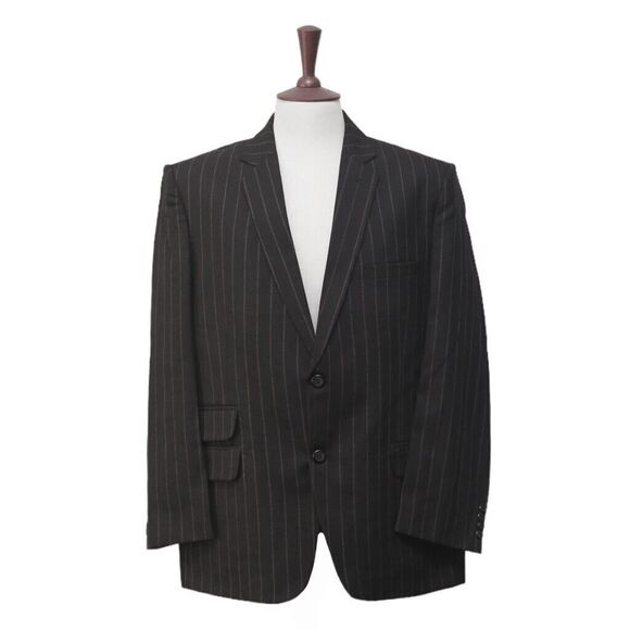 Mens Blazer Striped Black Red 100% Wool Lined Formal Suit Jacket Sport Coat 46R